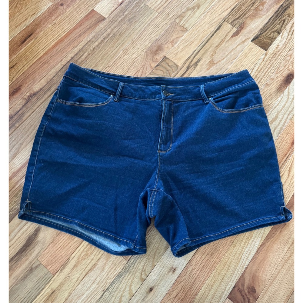 Faded Glory Womens Plus Size 24W Dark Wash Denim Stretch Jean Shorts